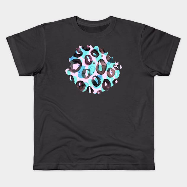 Leopard Circles Blue Pink Kids T-Shirt by ninoladesign